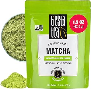 Tiesta Tea - Superior Matcha | Superior Grade Japanese Matcha Powder | High Caffeinated Green Tea | Make Hot or Iced | Up to 21 Cups | 1.5oz Resealable Pouch