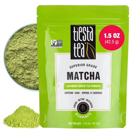 Tiesta Tea - Superior Matcha | Superior Grade Japanese Matcha Powder | High Caffeinated Green Tea | Make Hot or Iced | Up to 21 Cups | 1.5oz Resealable Pouch