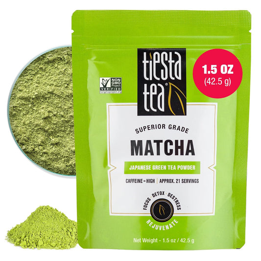 Tiesta Tea - Superior Matcha | Superior Grade Japanese Matcha Powder | High Caffeinated Green Tea | Make Hot or Iced | Up to 21 Cups | 1.5oz Resealable Pouch