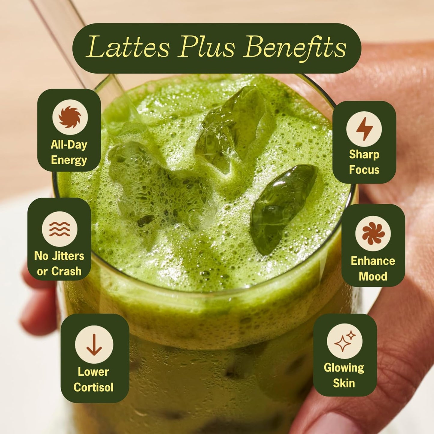 Clevr Pistachio Matcha SuperLatte, Organic Ceremonial Grade, Instant Superfood Powder Blend with Lions Mane, Reishi Mushroom, Coconut Cream, Ashwagandha, Serve Hot or Iced (14 Lattes)