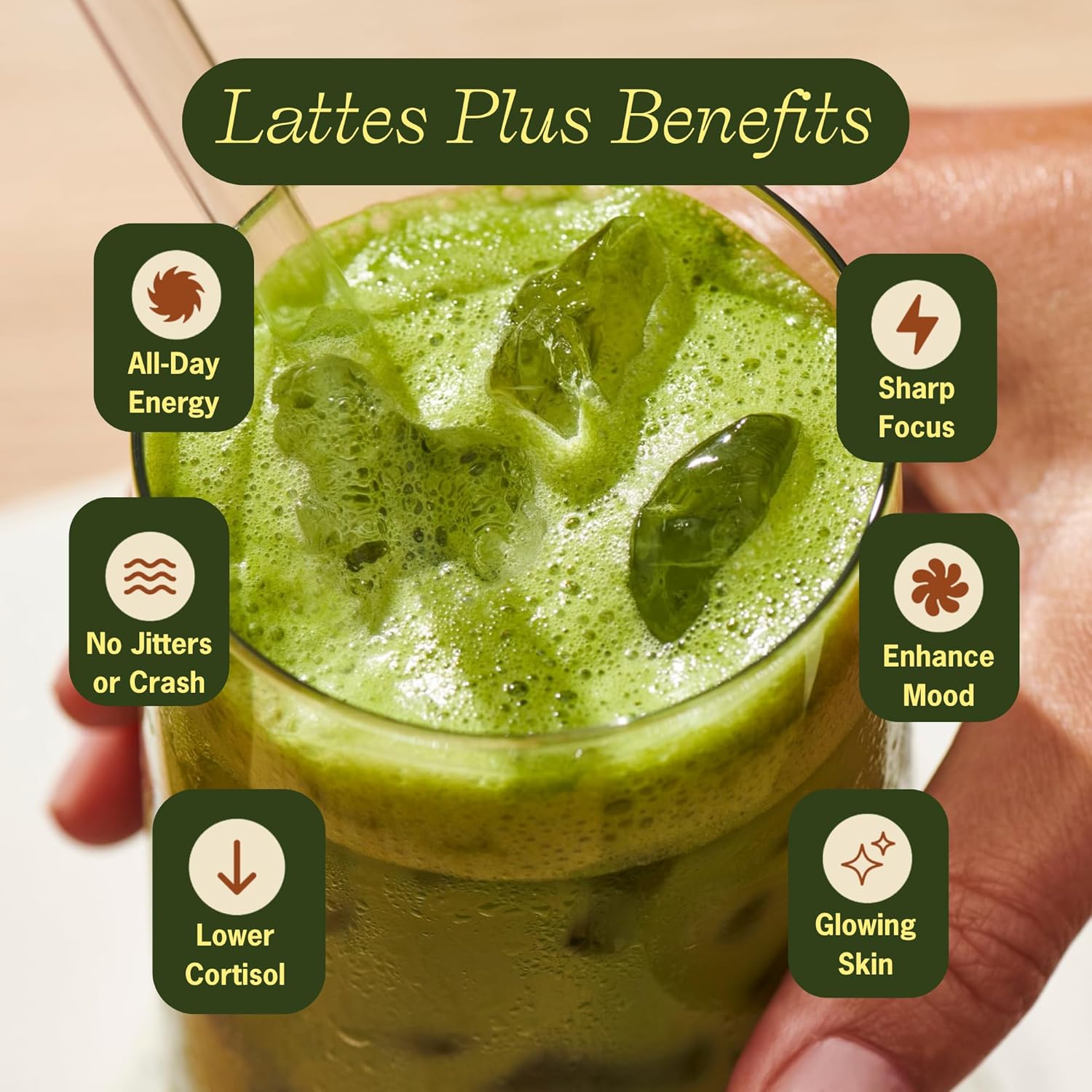 Clevr Pistachio Matcha SuperLatte, Organic Ceremonial Grade, Instant Superfood Powder Blend with Lions Mane, Reishi Mushroom, Coconut Cream, Ashwagandha, Serve Hot or Iced (14 Lattes)