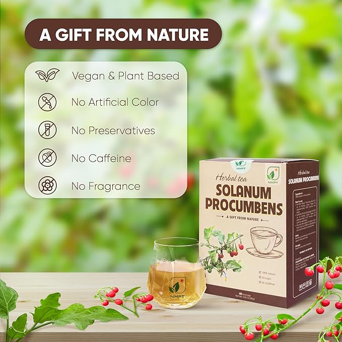 Nmpt 100% Solanum Procumbens Leaf Tea, Hand Pick, Cà Gai Leo Organic Herbal Tea, 40 Count, Freeze Drying, Gluten Free, Dairy Free, No Sugar Added
