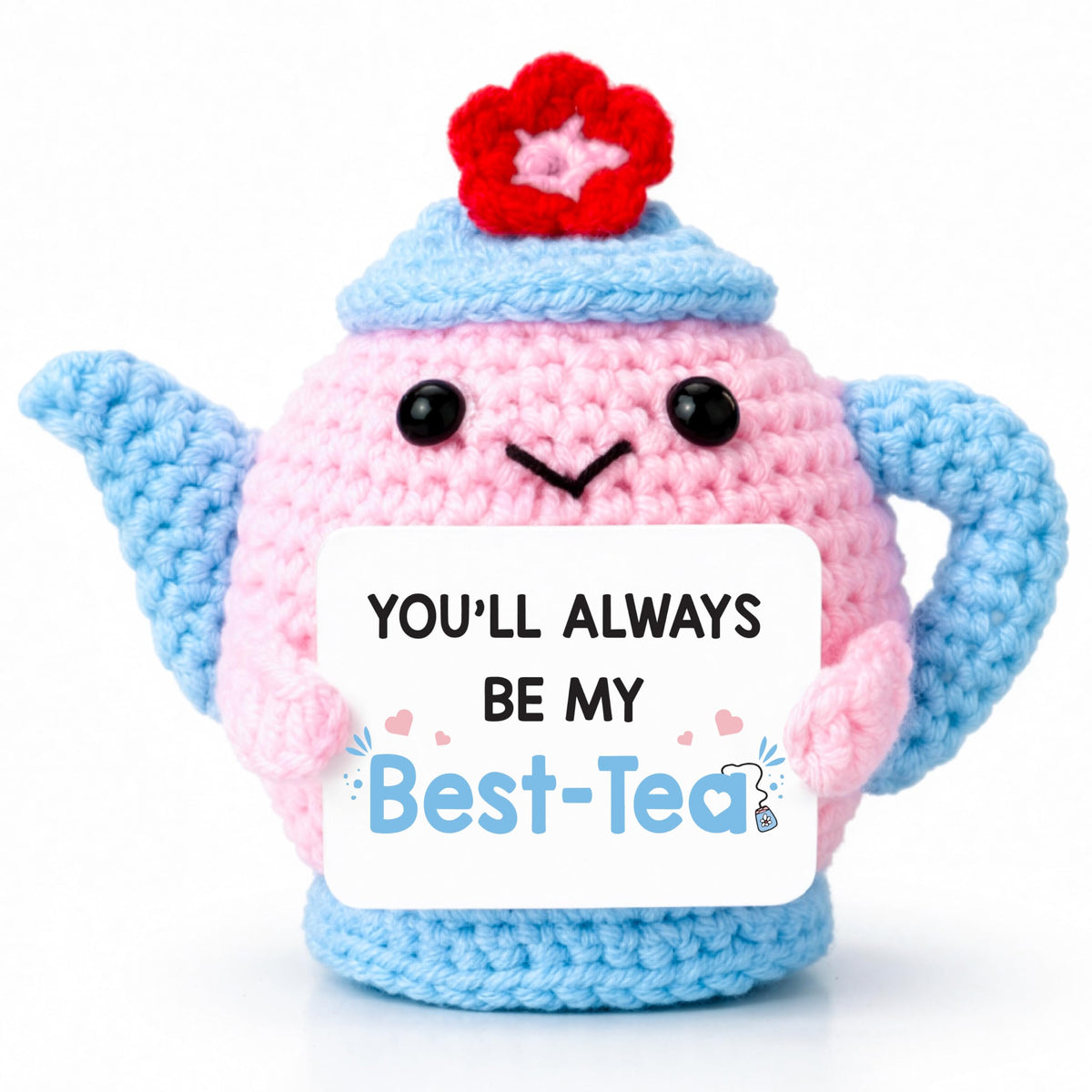 THEGIFTY Best-Tea Friendship Gift for Women Positive Crochet Teapot