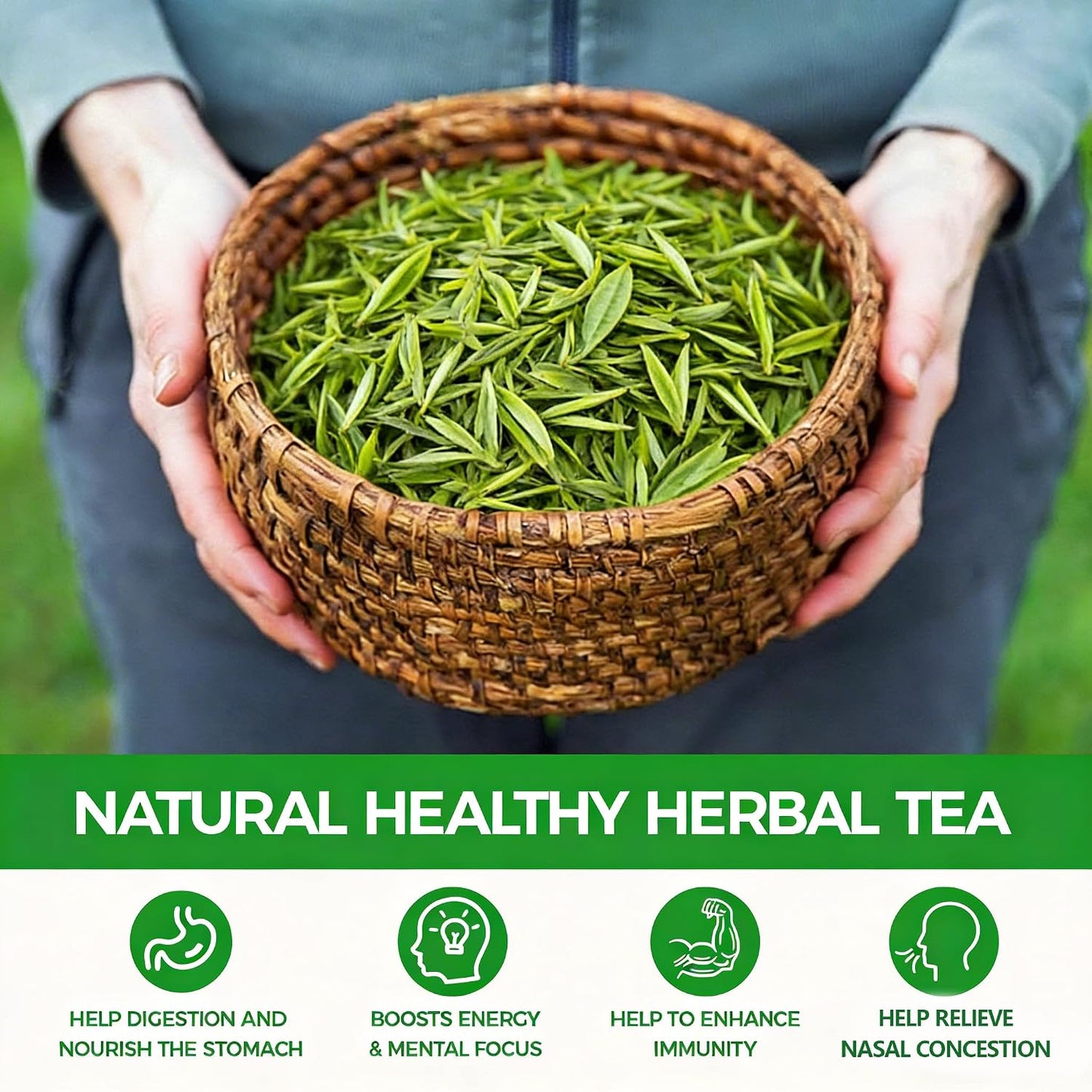 WOTIHA Dragonwell Longjing Green Tea Bags (100 Count) - Premium Spring Harvest Chinese Green Tea - Toasty Nutty Flavor, Rich in Antioxidants - Non-GMO, Caffeine-Free - 8.8oz (250g) Value Pack