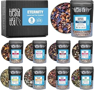 Tiesta Tea - Eternity Sampler Dry Flight Set, Loose Leaf, High to No Caffeine, Makes Hot & Iced, Assorted Tea Sets with Herbal, White, Fruit Blends & More, 9 Resealable Sample Pouches