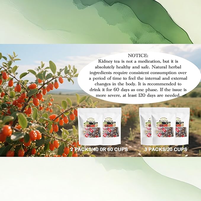 Kidney Tea Formula Ginseng Five Treasure Tea, for Men and Women, Natural Herbal Ingredients for Kidney Traditional Beverage Fruit Organic (60 Bag, Gram, 400.0)