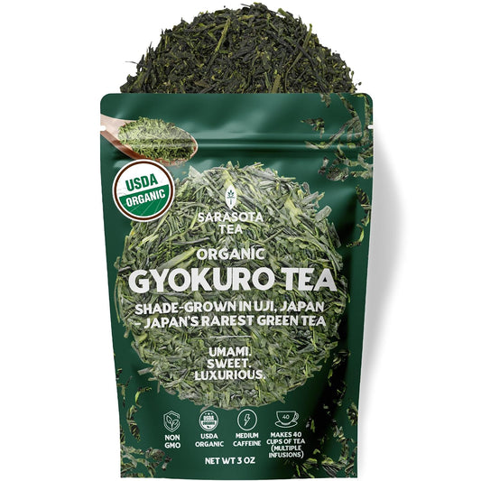 Gyokuro Tea Loose Leaf 3 oz, Premium Japanese Shade Grown Green Tea, Umami Rich Smooth Flavor, Bulk Loose Leaf