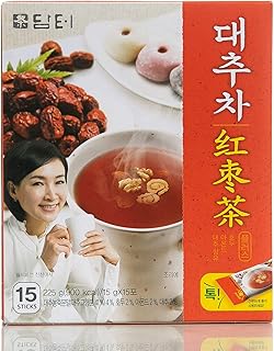 Damtuh Jujube Tea (Red Date Tea) – Traditional Korean Herbal Blend with Walnuts & Almonds, 15 Sticks