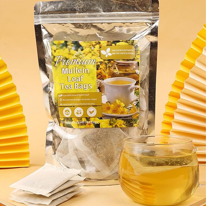 Mullein Leaf Tea Made with Natural Pure Mullein Leaves, No Flavoring & No Additives & Caffeine Free (Mullein Leaf(2Bag(80pcs))