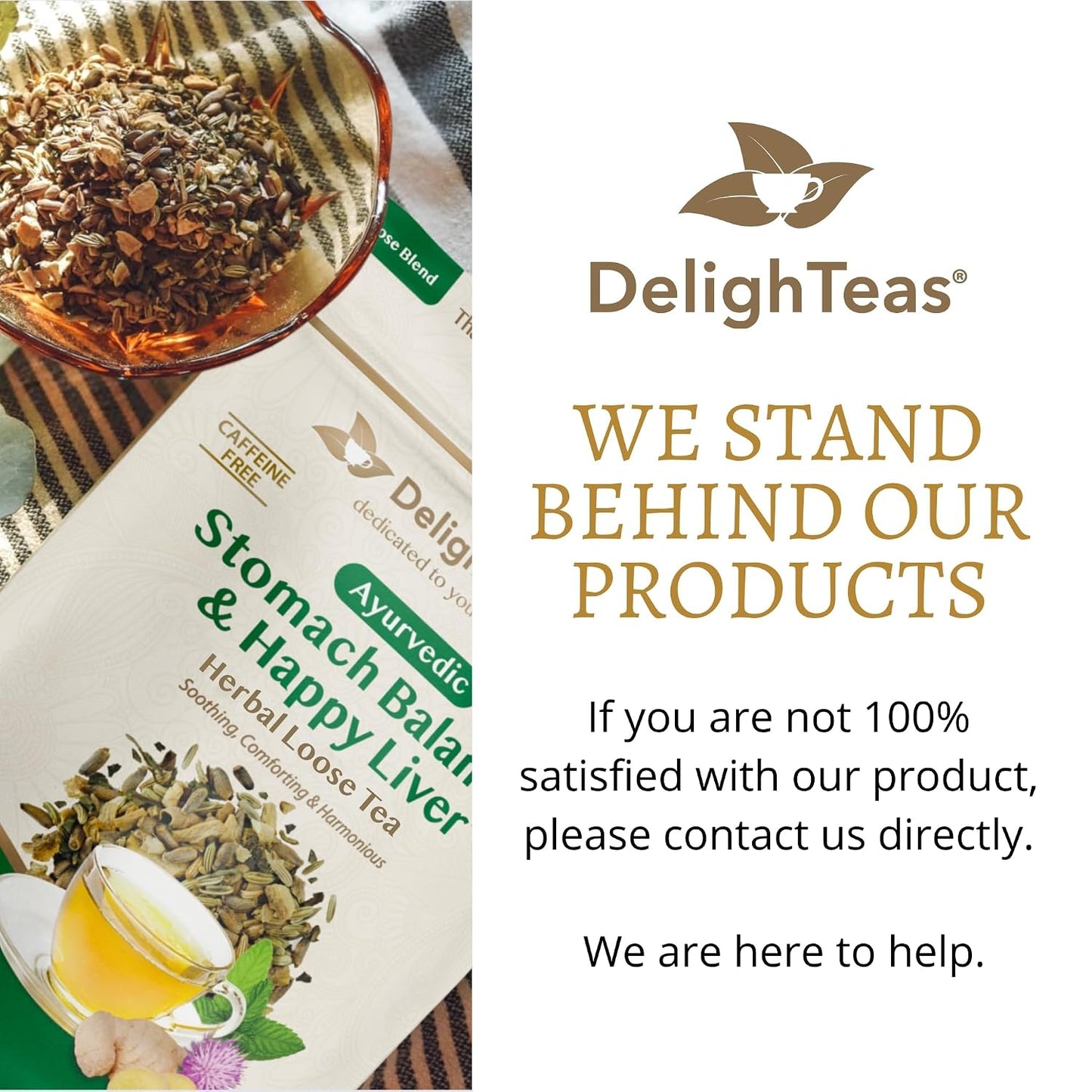 DelighTeas Stomach &amp; Liver Tea | Ayurvedic Herbal Blend for Digestion | Organic Milk Thistle, Fennel, Ginger, Peppermint &amp; Licorice | Vegan, Caffeine-Free, Sugar-Free | Loose Leaf, 50 Servings, 5oz