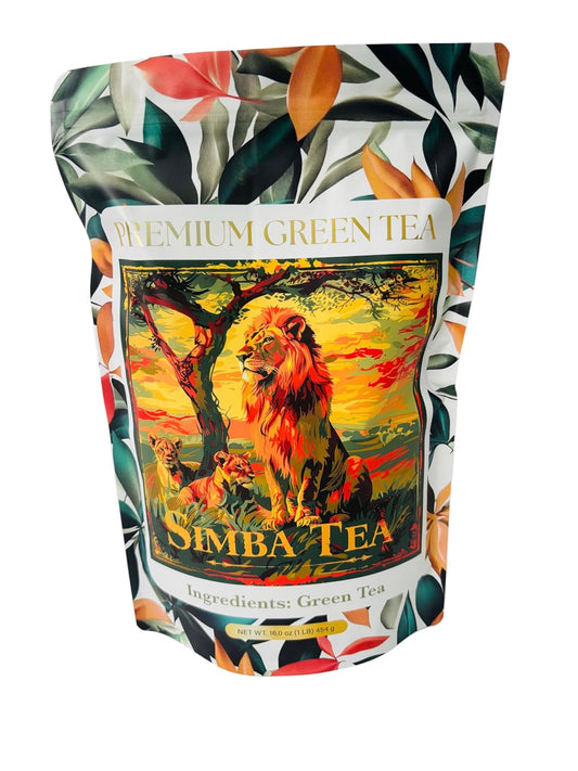 SIMBA TEA | Natural Kenyan Premium Loose Leaf Green Tea | Antioxidant Rich | Resealable bag | Caffeine | 16oz
