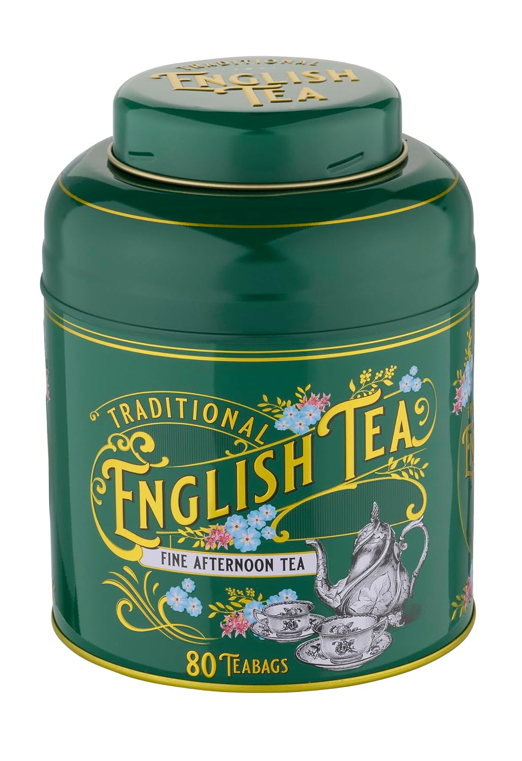 New English Teas Vintage Victorian Tea Tin with 80 Tea Bags - Dark Green