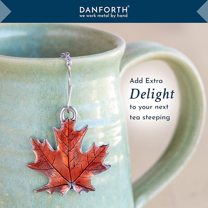 Danforth Maple Leaf Fall/Autumn Tea Infuser - Handcrafted Pewter - Charm Made In USA