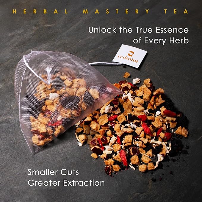 Redmint Herbal Tea Mastery - Brain Boost, Five Treasures Tea for Focus and Energy, Natural Ginseng and Mulberry Herbal Tea with Goji Berry