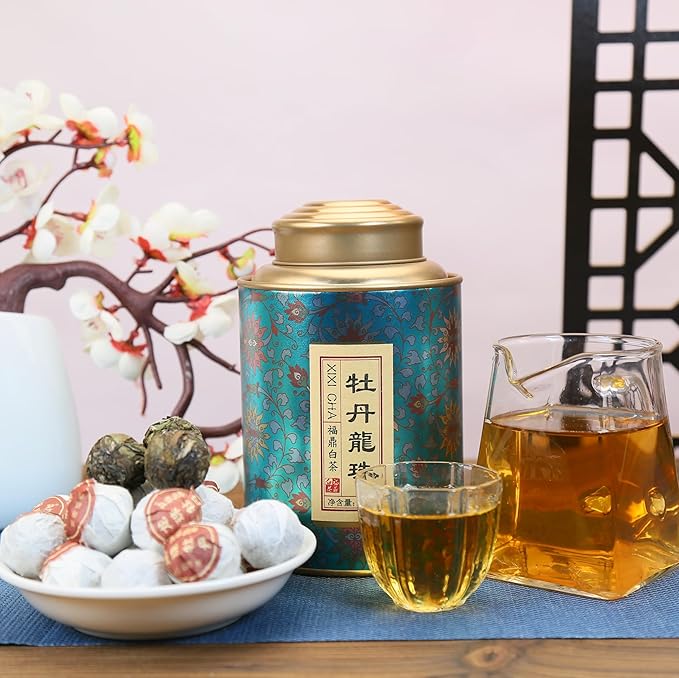 XIXICHA White Peony Tea Pearls 2013Yr Bai Mu Dan Aged Loose Leaf Fuding White Tea Chinese Tea White Tea Balls Bai Cha Long Zhu 200g/7oz Soft & Sweet Aroma 白茶 白牡丹龙珠茶 福鼎白茶