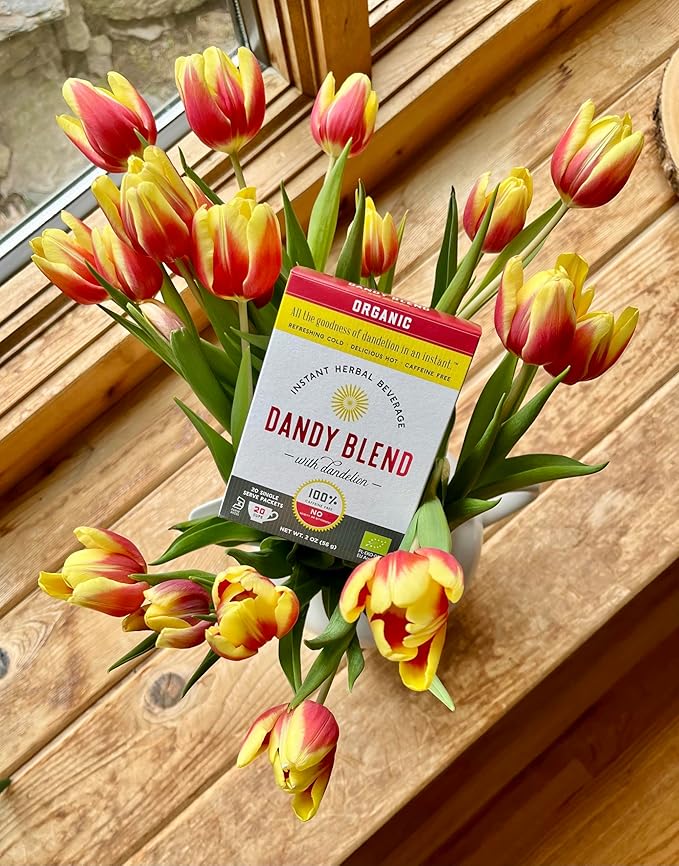 20 Organic Individual Servings of Dandy Blend Instant Herbal Beverage Powder with Dandelion, 2 oz Box