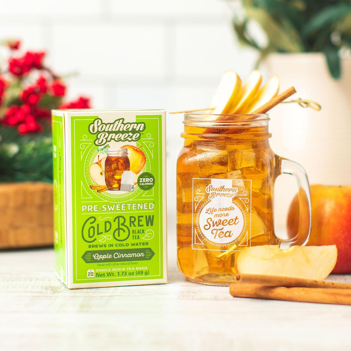 Southern Breeze Cold Brew Sweet Tea Apple Cinnamon Iced Tea, 20 Ct, 4 Pack