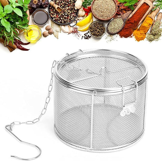 Seasoning Strainer Large Stainless Steel Tea Infuser, sieve fine mesh with Extended Chain Hook for Brew Loose Leaf Tea, Seasonings Cooking, Ice Cube