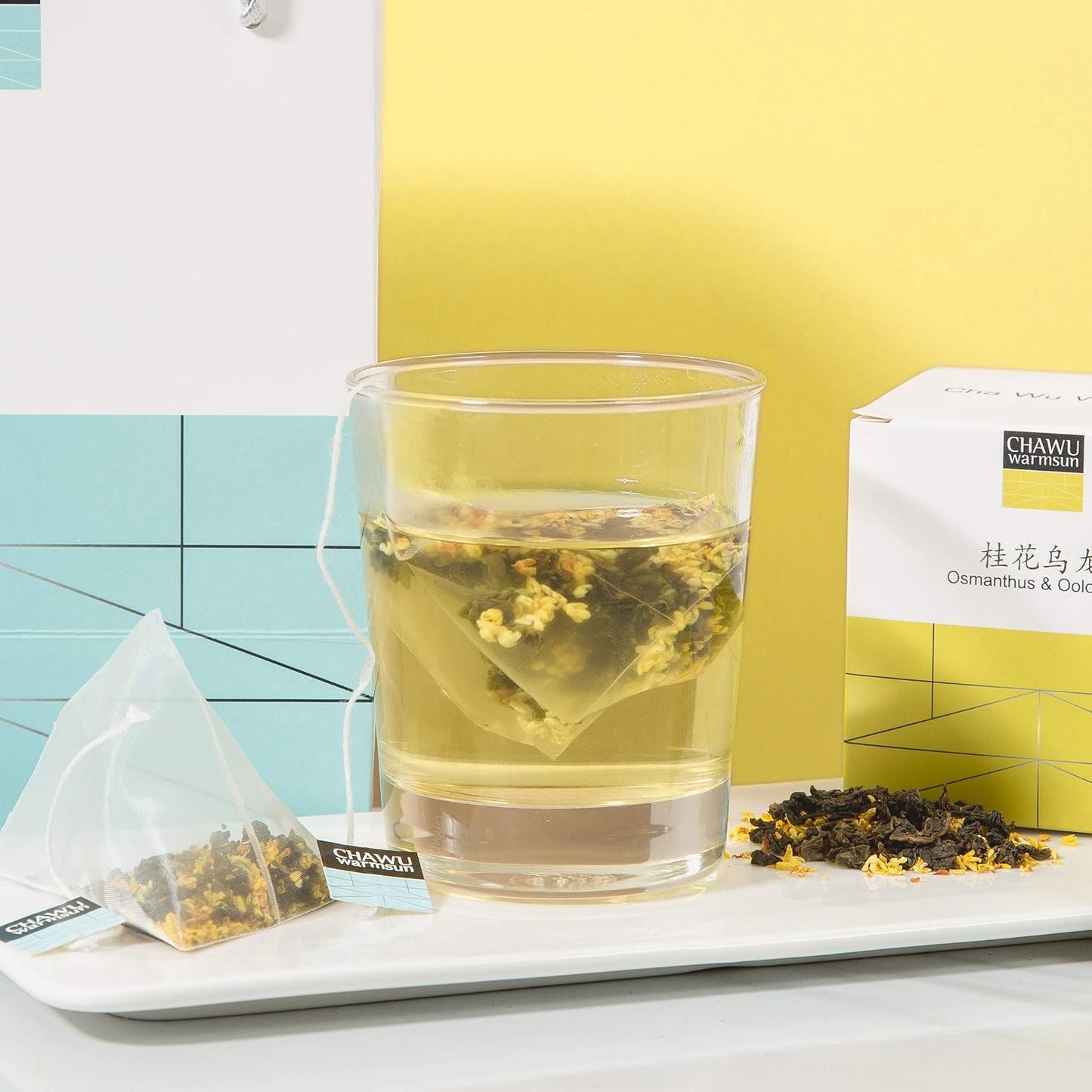 ChaWuWarmSun Osmanthus Oolong Tea Bags, 16 Count, 8 Bags/Box Pack of 2 | Light Roasting TieGuanYin With Natural Osmanthus. Mellow Smooth Taste Without Bitterness. Chinese Oolong Infusion.