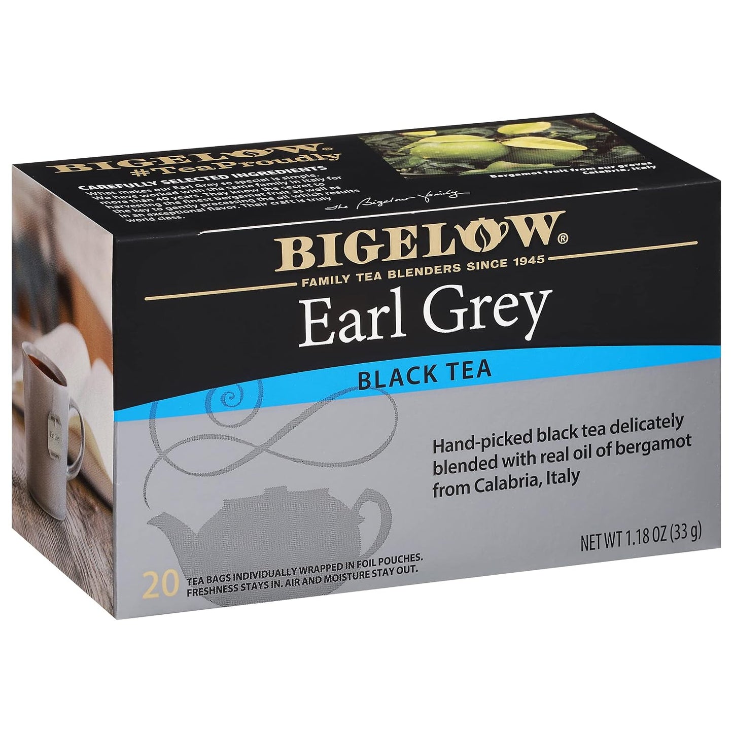 Bigelow Tea Earl Grey Black Tea, Caffeinated Tea, 20 Count Box (Pack of 6), 120 Total Tea Bags | 1.18 Ounces