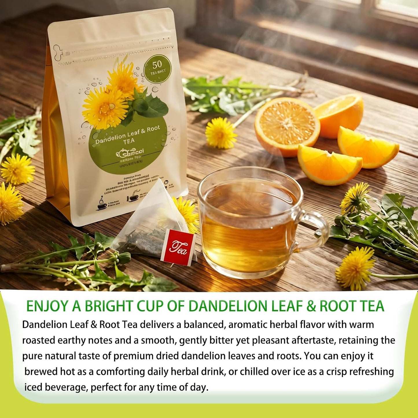 Samcci - Dandelion Leaf &amp; Root Tea Bags, 50 Count, Dandelion Herbal Tea