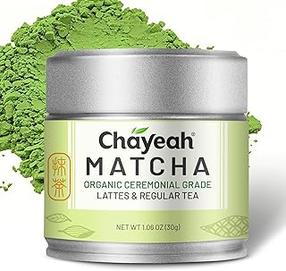 CHAYEAH, Jade Select Matcha – Organic Ceremonial Grade Matcha Green Tea Powder for Lattes & Everyday Matcha, First Harvest (1.06 oz Tin)