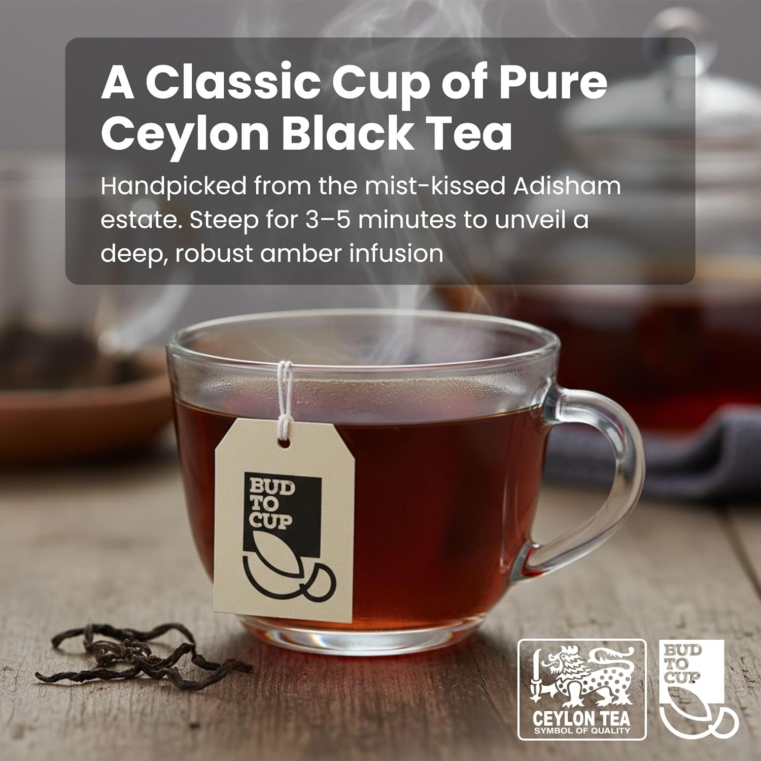 BUD TO CUP Ceylon Black Tea Bags, Classic Flavor – Sri Lankan Estate Black Tea with Warm Spice Notes, 20 Individually Wrapped Tea Bags