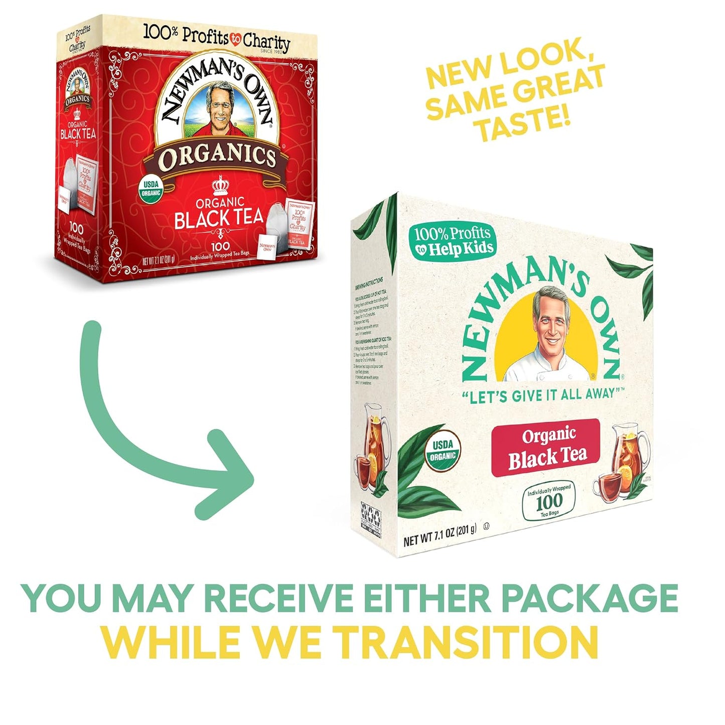 Newman's Own Organic Black Tea - 100 Bags,7.1 OZ.