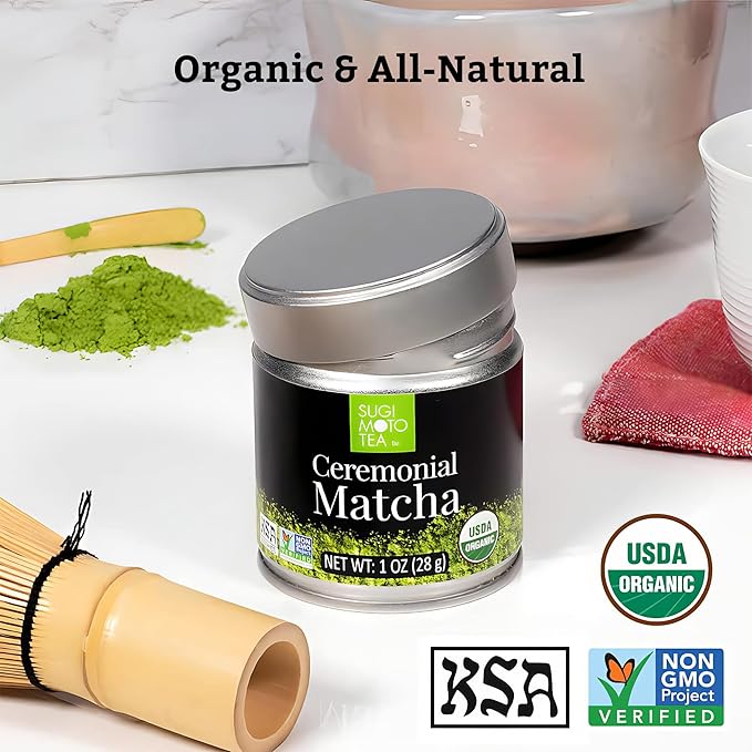 SUGIMOTO TEA Japanese Organic Matcha Powder Ceremonial Grade 1.0 oz (29 g)