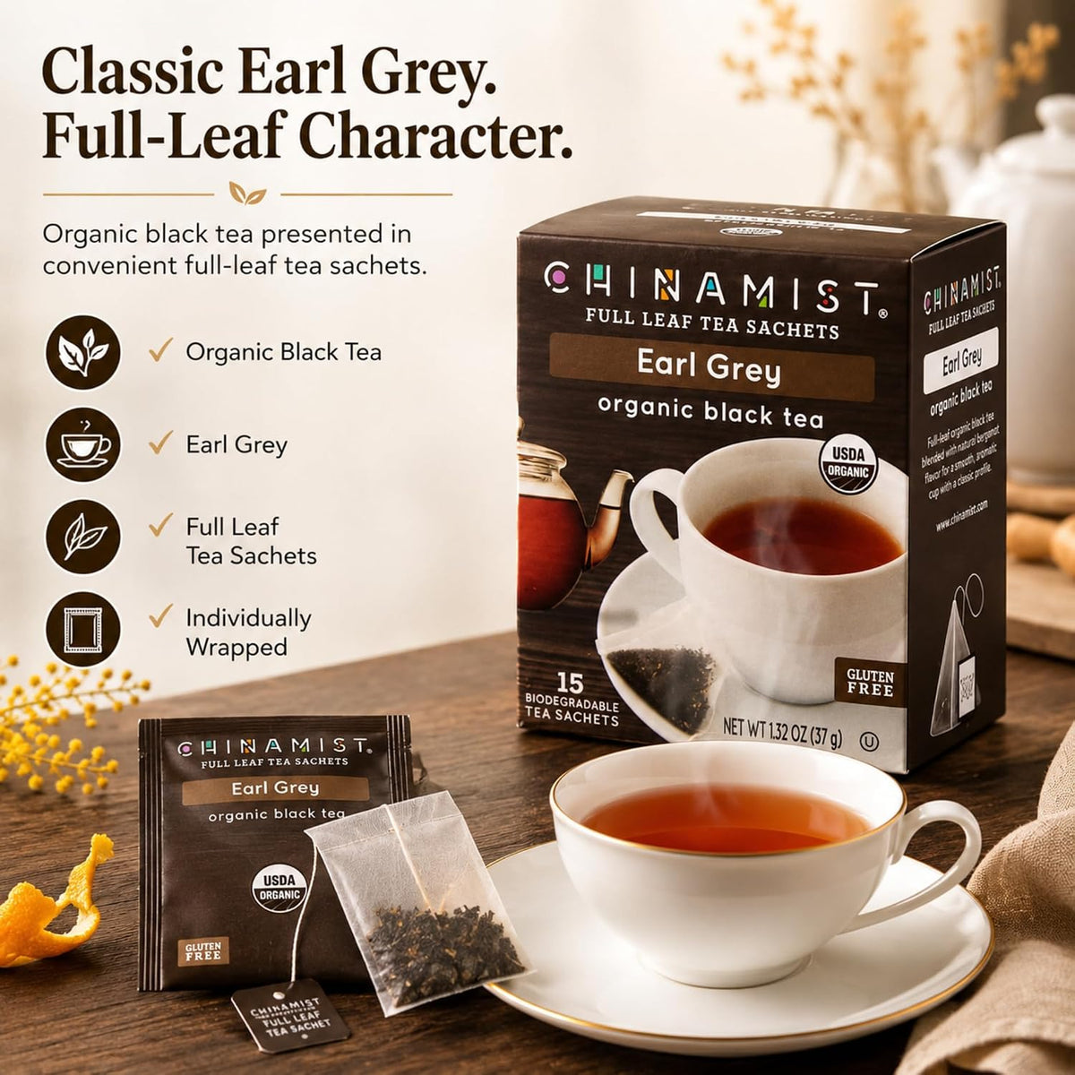 China Mist Organic Black Tea, Earl Grey (1 box)