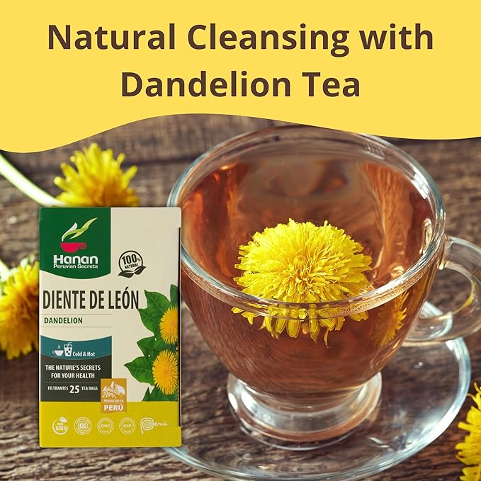 Hanan Dandelion Root Tea 25 Herbal Teabags - Digestion Tea - Diente de Leon Dandelion Leaves from Peru – Te De Diente De Leon