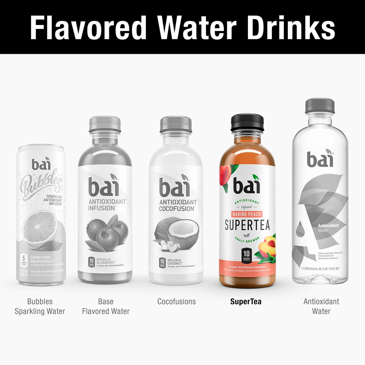 Bai Iced Tea, Narino Peach, Antioxidant Infused Supertea, Crafted with Real Tea (Black Tea, White Tea), 18 Fluid Ounce B
