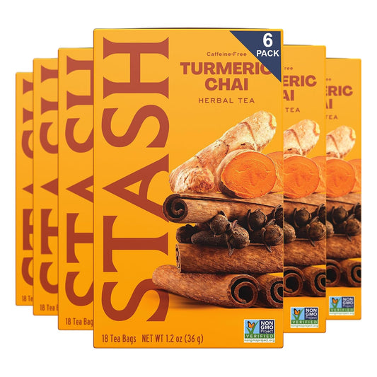 Stash Tea Turmeric Chai Herbal Tea - Naturally Caffeine Free, Non-GMO Project Verified Premium Tea with No Artificial
