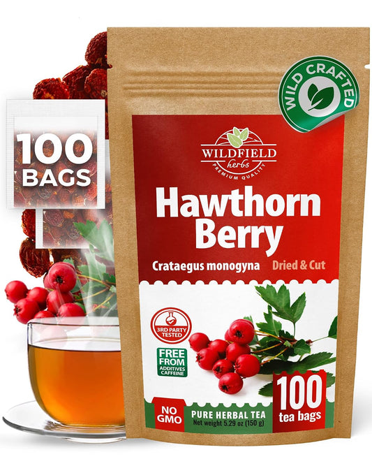 100 Bags Hawthorn Berry Herbal Tea (Crataegi fructus)