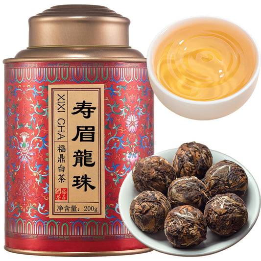 XIXICHA White Tea 2013 Shou Mei Dragon Pearls Tea FudingWhiteTea Balls Tea Chinese White Tea 7oz planting-Rich in antioxidants 白茶 寿眉龙珠老白茶