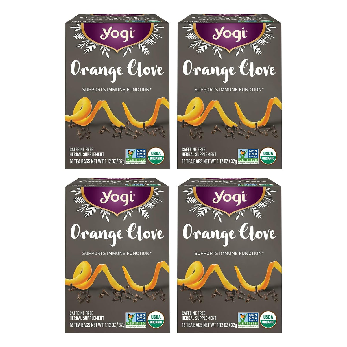 Yogi Orange Clove Organic Tea, 16 Tea Bags (4 Pack)