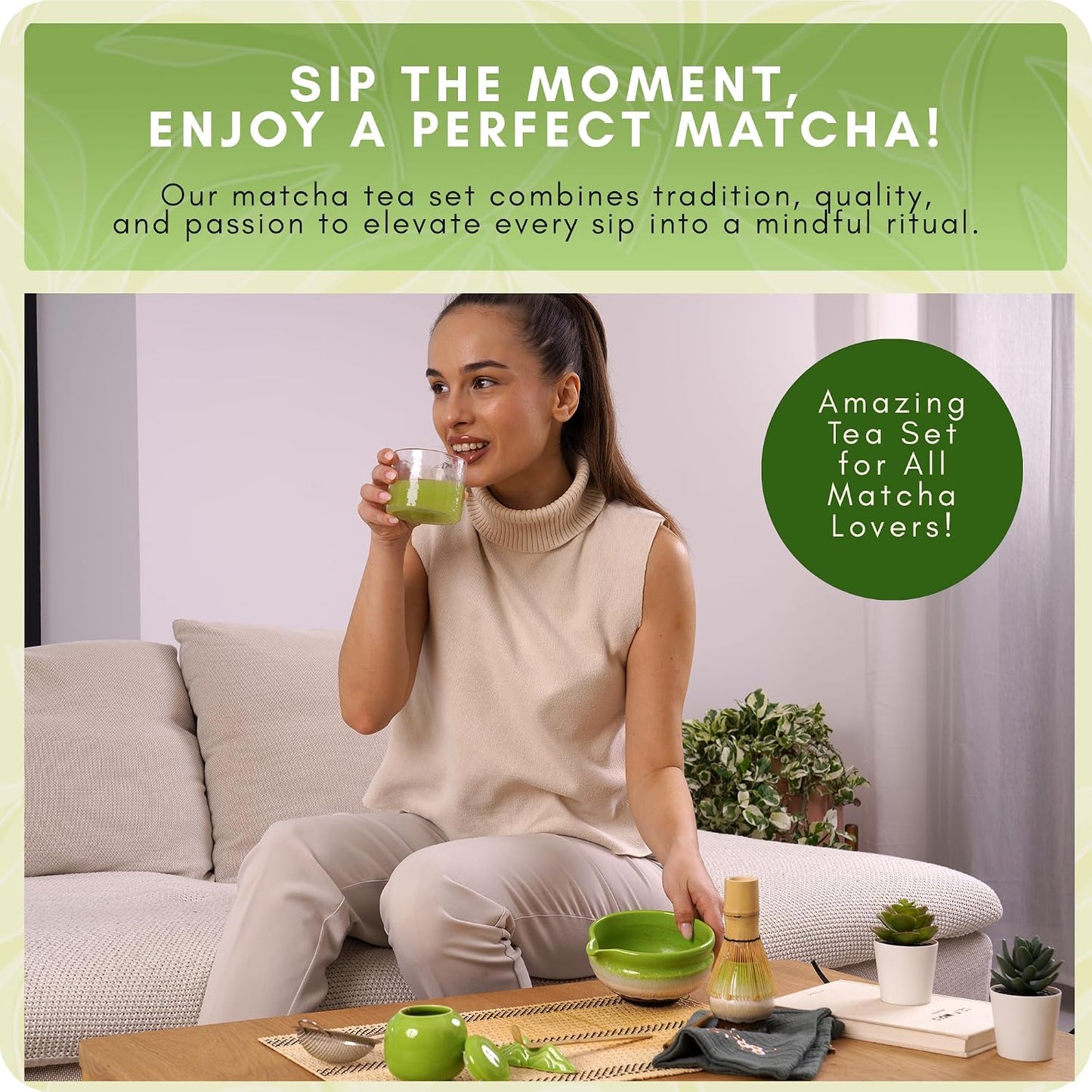 Matcha Whisk Set, 10 Pcs Japanese Kit | 500ml Bowl