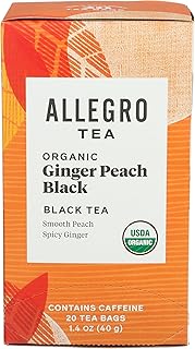 Allegro Tea, Organic Ginger Peach Black Tea Bags, 20 ct