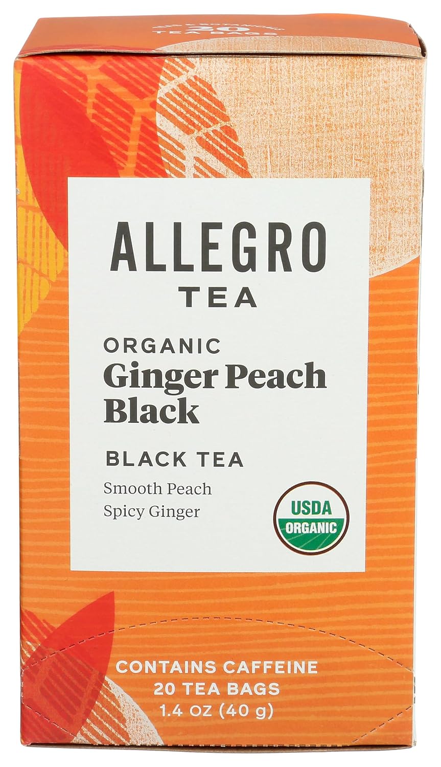 Allegro Tea, Organic Ginger Peach Black Tea Bags, 20 ct