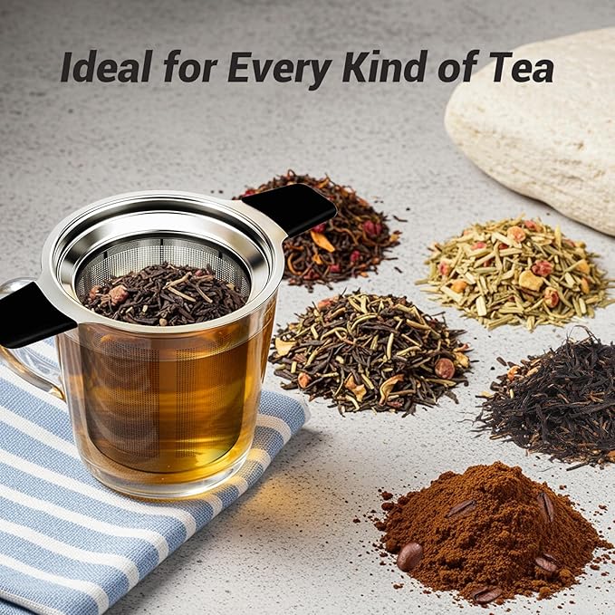Tifanso Stainless Steel Tea Infuser Steeper Strainer for Loose Leaf Tea, Fine Mesh Reusable Diffusers Ball Bag Filter Holder with Heat Proof Handles