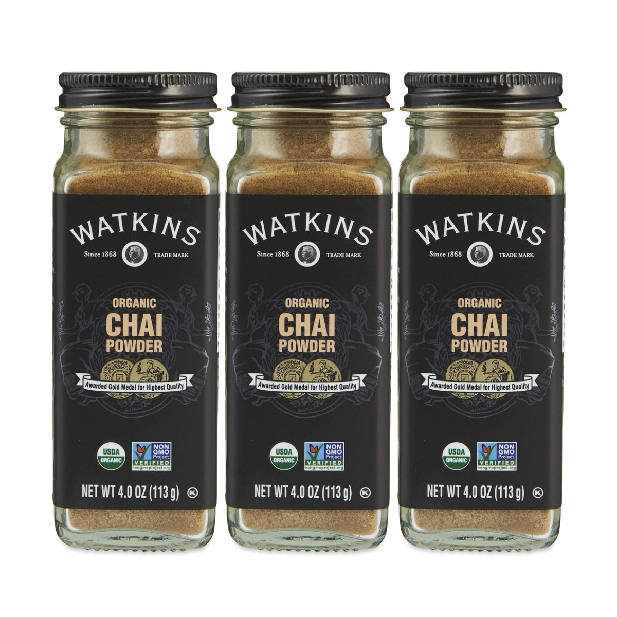 Watkins Gourmet Organic Spice Jar, Chai Powder, 4 Ounce (Pack of 3)