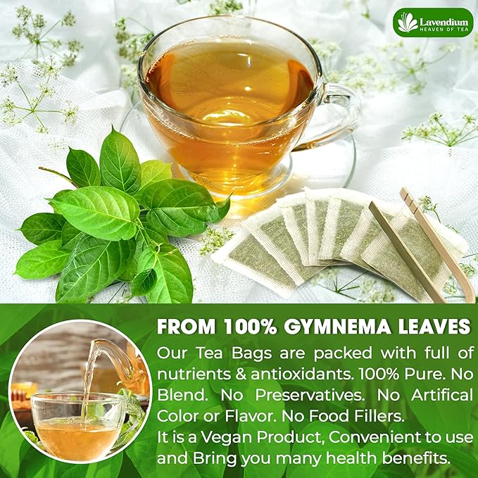 Lavendium Premium Gymnema Leaf Tea Bags, 120 Count – Cold-Dried, No Sugar, Vegan