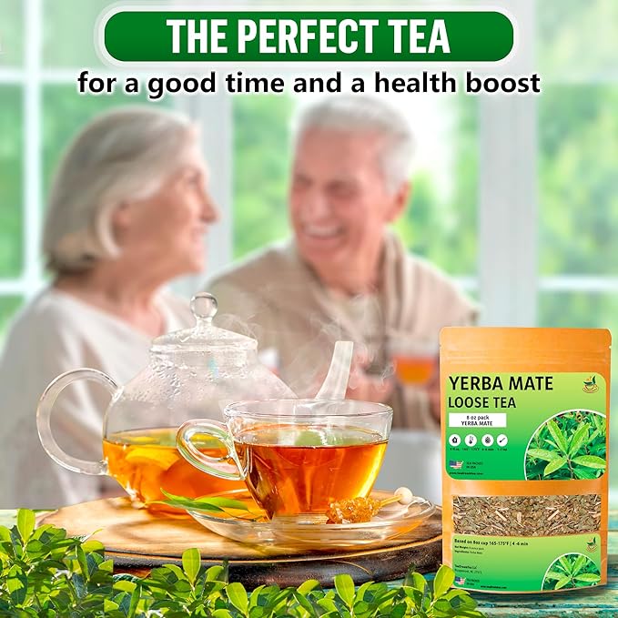 Yerba Mate Tea - Green Cut & Sifted - Unsmoked Energy Boost - 8 oz Loose Tea - Packed with Nutrients - Your Perfect Coffee Replacement
