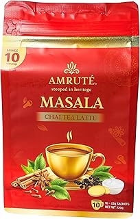 Amruté Masala Chai Tea Latte – 10 Single Serves, Instant Chai Drink Mix