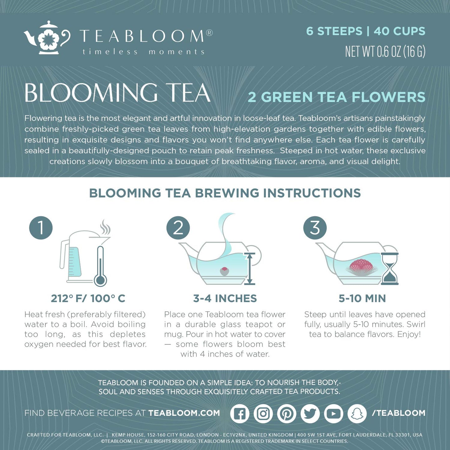 Blooming Tea Flowers - Pomegranate & Pineapple Flowering Teas – Each Tea Blossom Can Be Steeped Multiple Times (2-Pack)