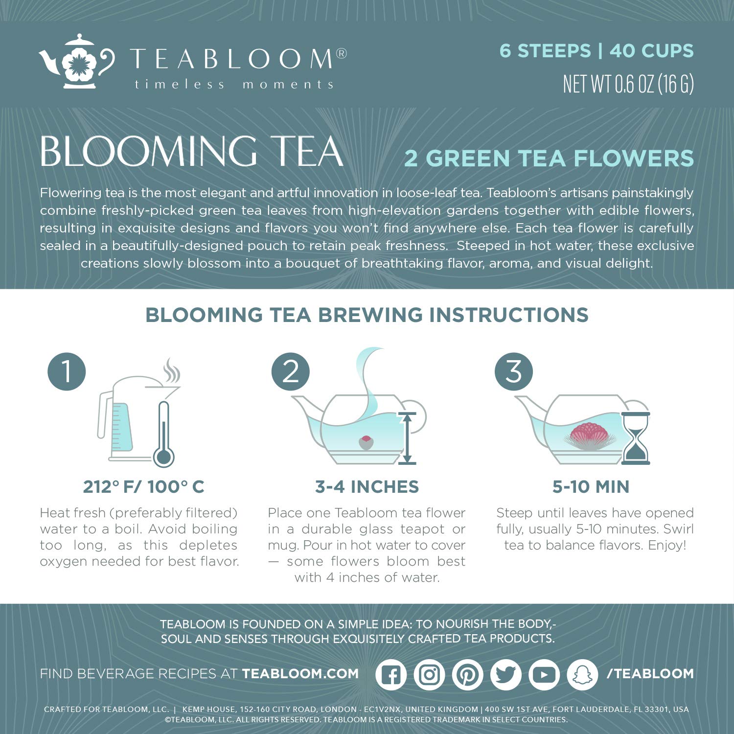 Blooming Tea Flowers - Pomegranate & Pineapple Flowering Teas – Each Tea Blossom Can Be Steeped Multiple Times (2-Pack)