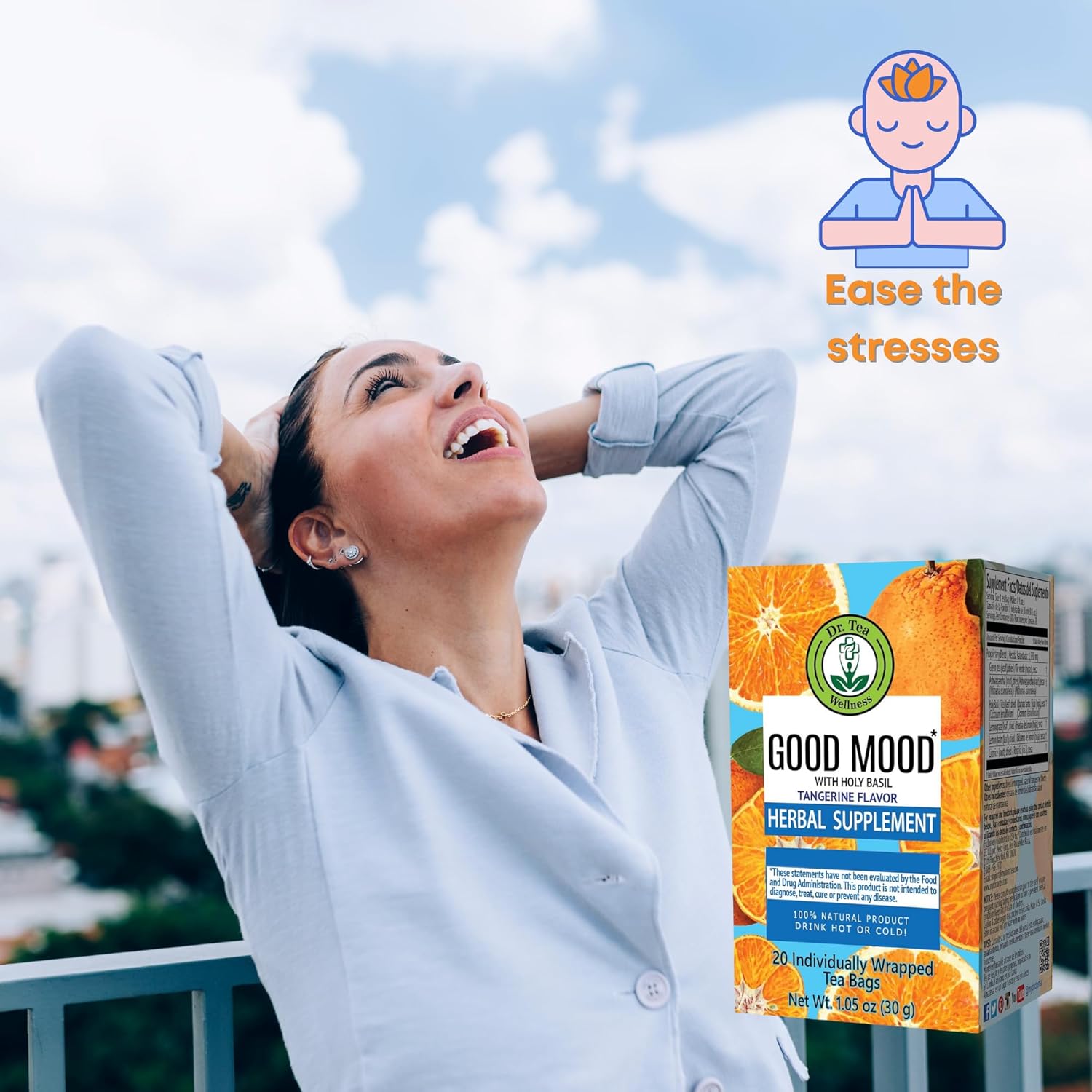 Dr. Tea Good Mood Tea with Holy Basil - Tangerine Flavor - 20 Tea Bags