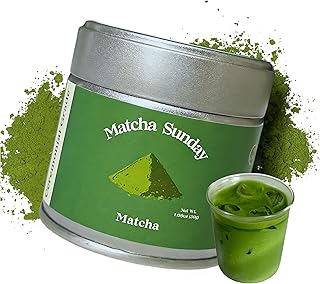 Matcha Sunday Ceremonial Grade Matcha - Kyoto, Japan - Finely Ground Green Tea Powder - Vibrant Green (30g/ 1.06oz) - Tin