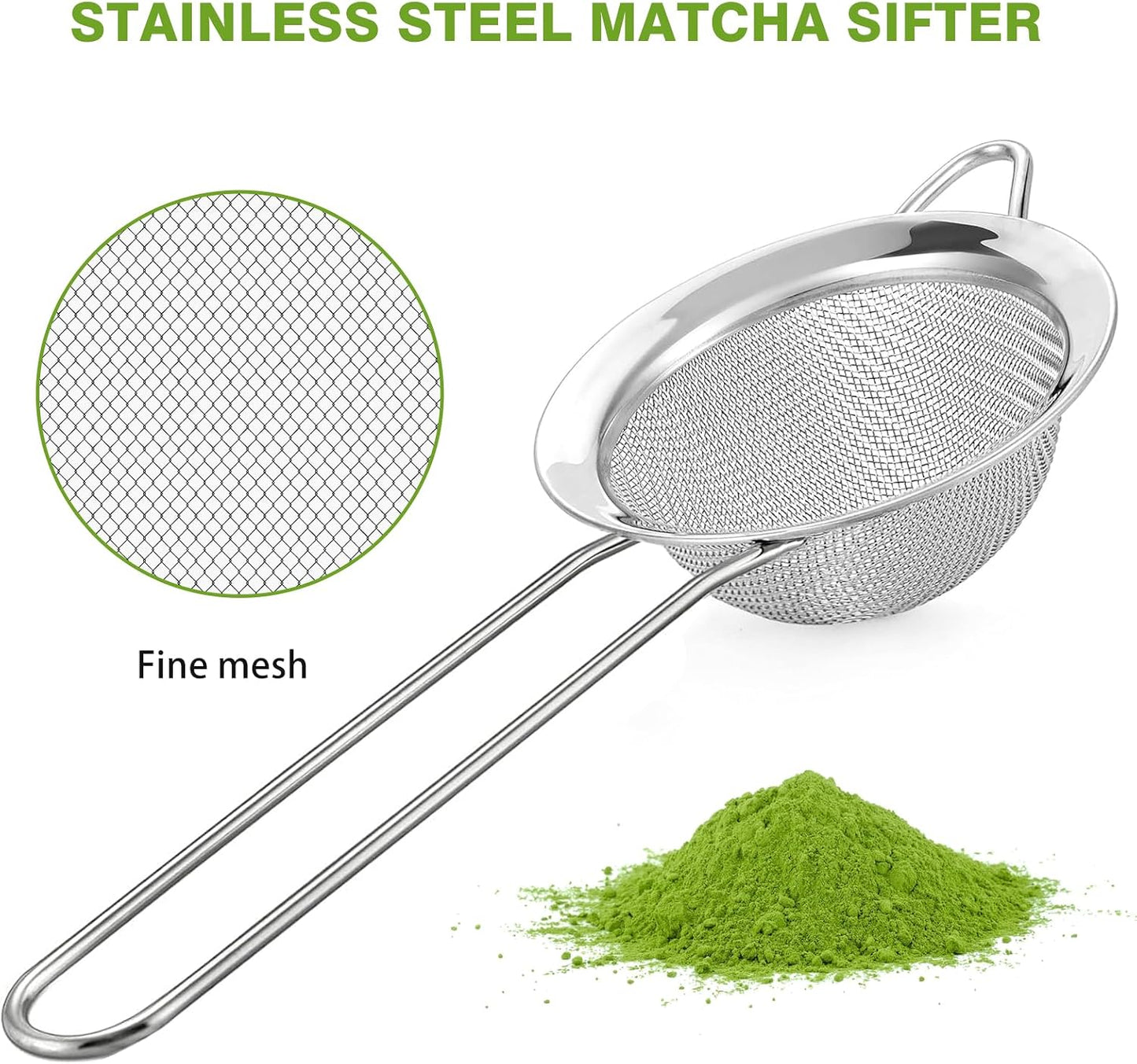 Matcha Whisk Set - Premium Complete Ceremonial Grade Matcha Set with Bamboo Whisk, Matcha Bowl with Spout, Scoop, Sifter &amp; Holder - Authentic Japanese Tea Kit for Traditional Tea Preparation