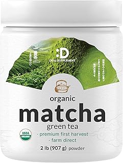 Organic Matcha Green Tea Powder, 2 lb (907g) | First Harvest, Culinary Grade | Japanese Sourced Cafe Mix | Zero Sugar, Keto Friendly, Non-GMO, Vegetarian
